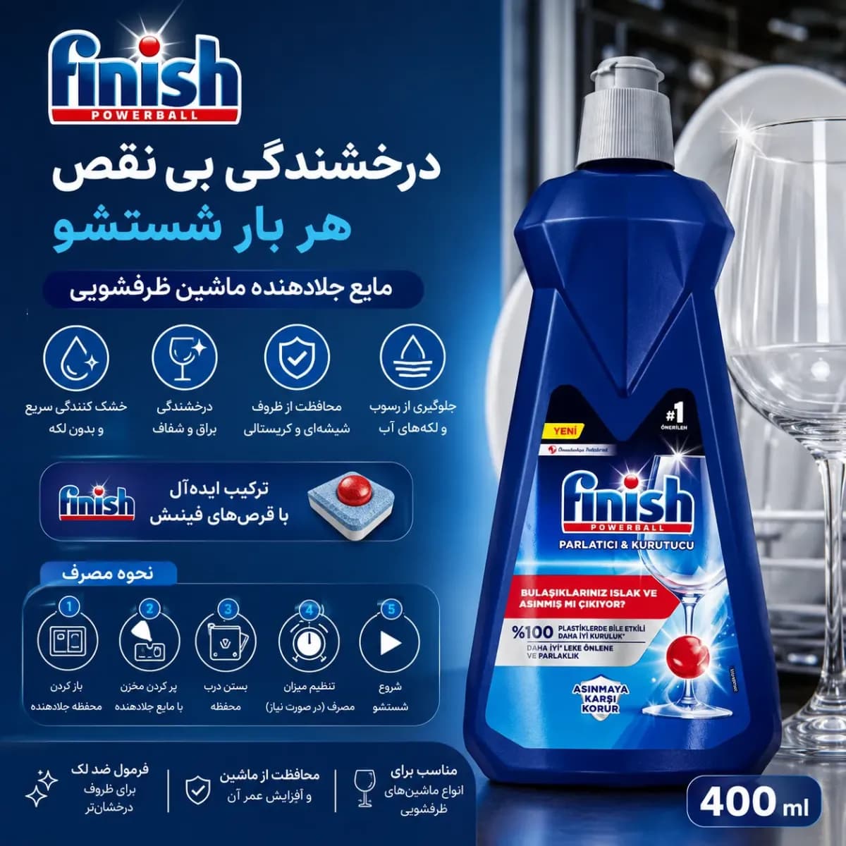 مایع جلادهنده ماشین ظرفشویی فینیش 400 میلی لیتر