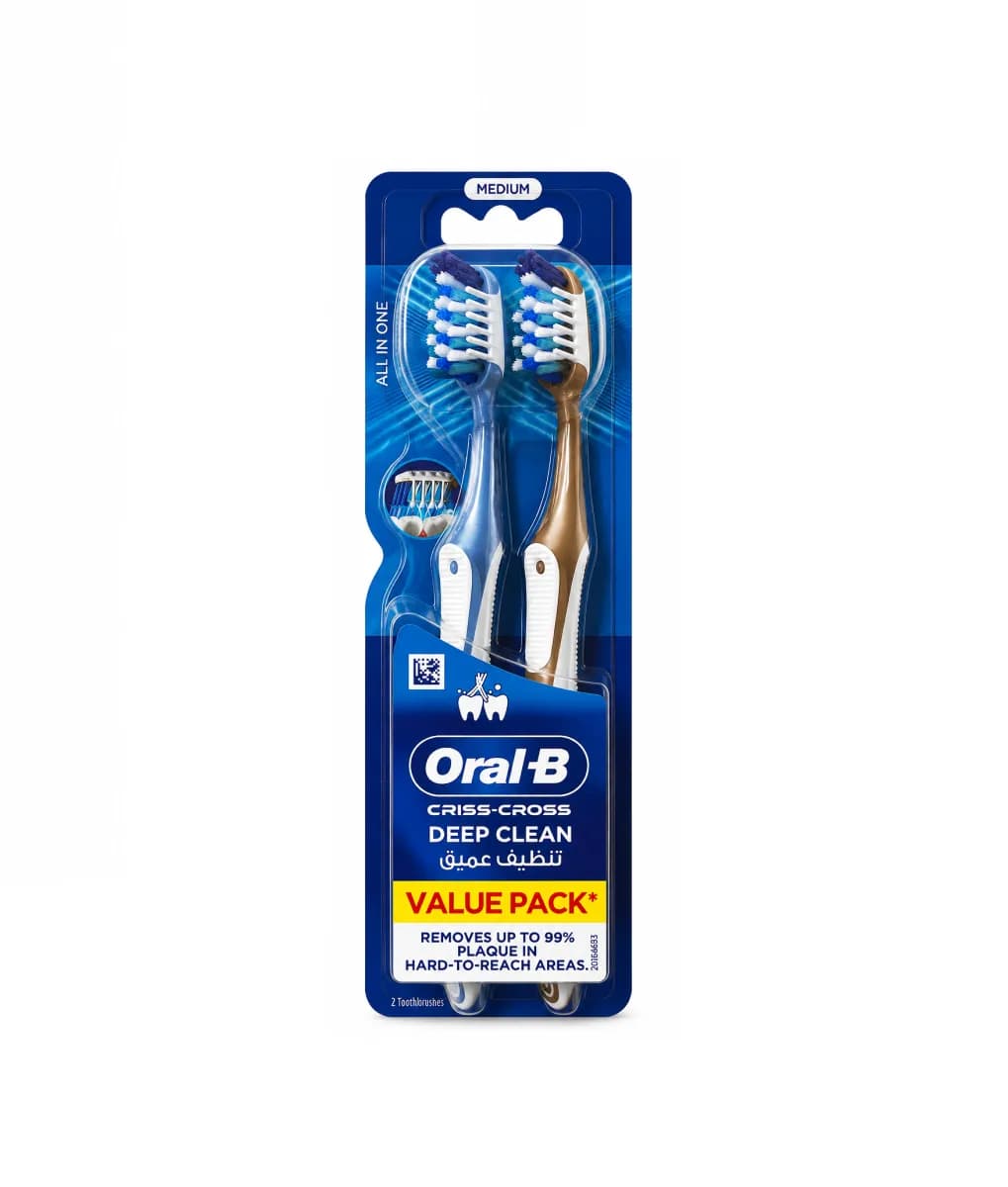 مسواک اورال-بی مدل Deep Clean مدیوم(بسته ۲ عددی) | تکنولوژی CrissCross